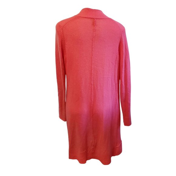 Sundance Womens Open Front Cardigan Sweater Large 100% Cashmere Coral Pink Long - Picture 5 of 6